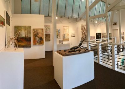 An upstairs view of the O'Hanlon Gallery during an exhibit